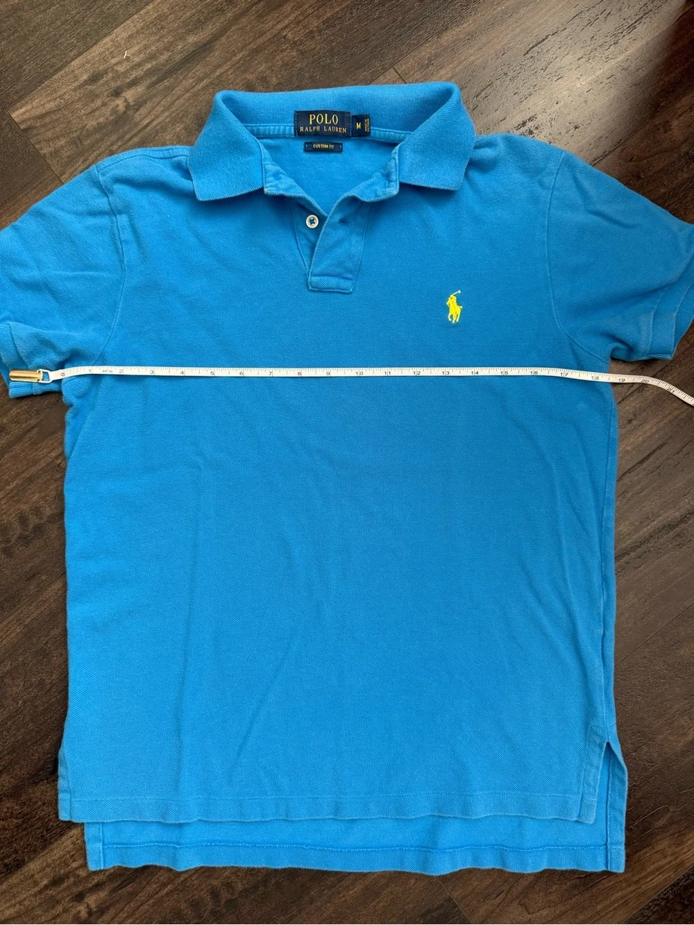 Polo Ralph Lauren Custom Fit Polo Shirt Men M Runs Small Blue Yellow Pony